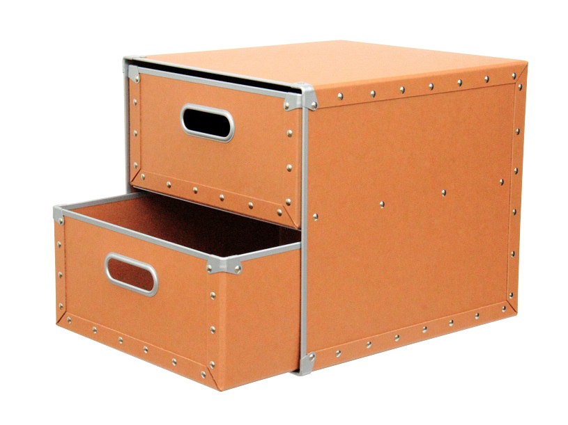 硬質パルプボックス 2段引出 エンジ - 安達紙器工業株式会社