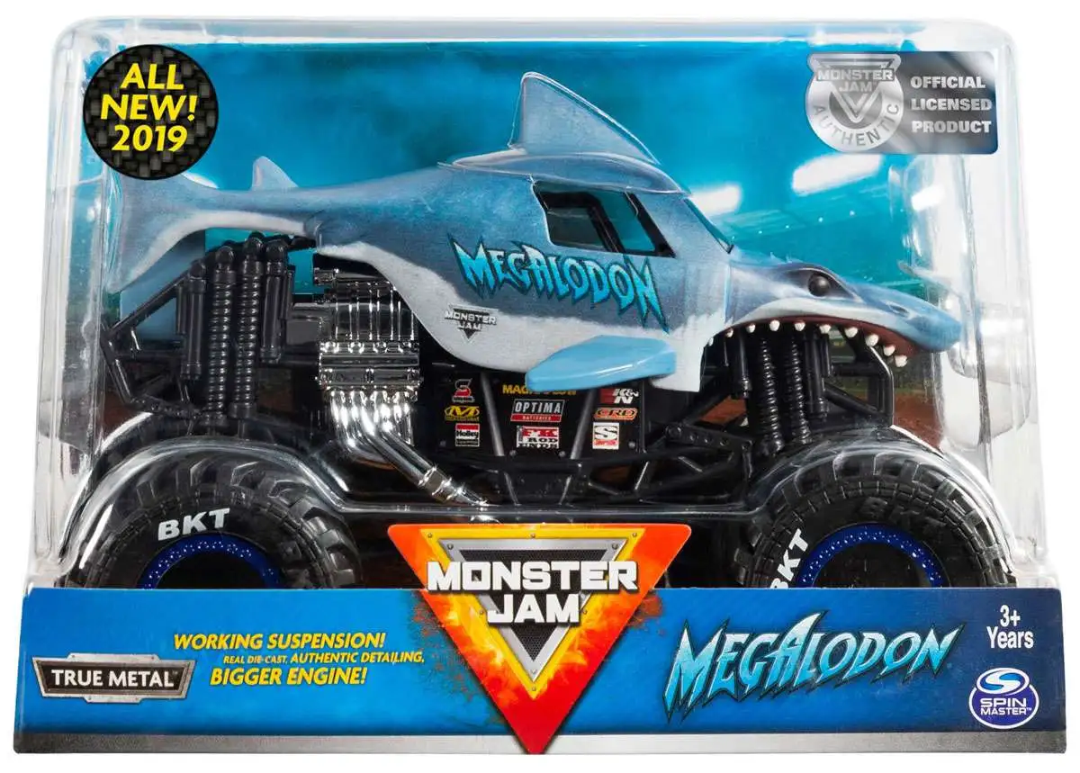 Monster Jam True Metal Megalodon 124 Diecast Car Black Tires Spin