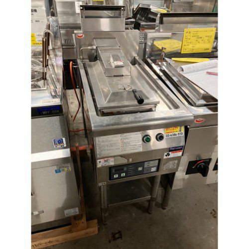 中古】ガス自動餃子焼機 架台付き マルゼン MAZ-4 幅380×奥行750×高さ