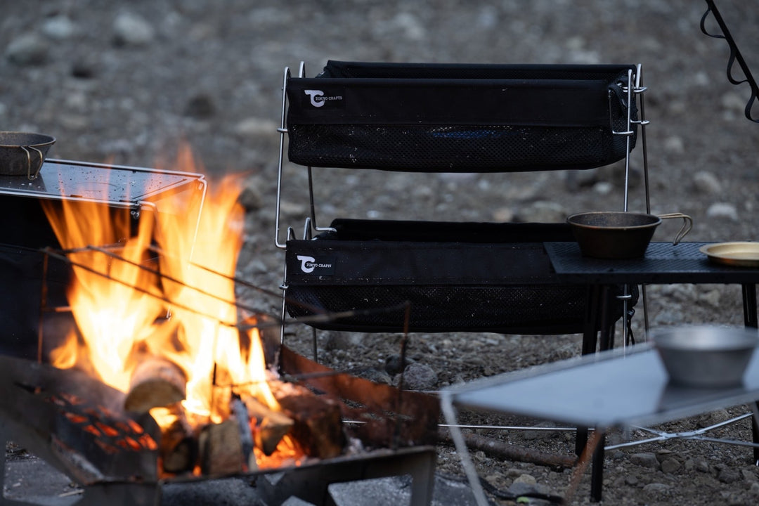 キャンプ収納コンテナ】バケットシェルフメッシュ - 東京クラフト