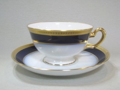 大倉陶園 ルリ片葉金蝕 20cmデザート皿 - 土岐陶器本店