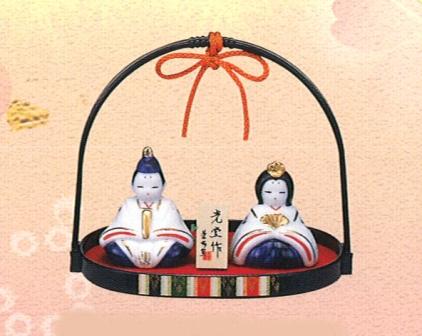 薬師窯 光堂作 染錦手籠雛（小手籠付） - 土岐陶器本店