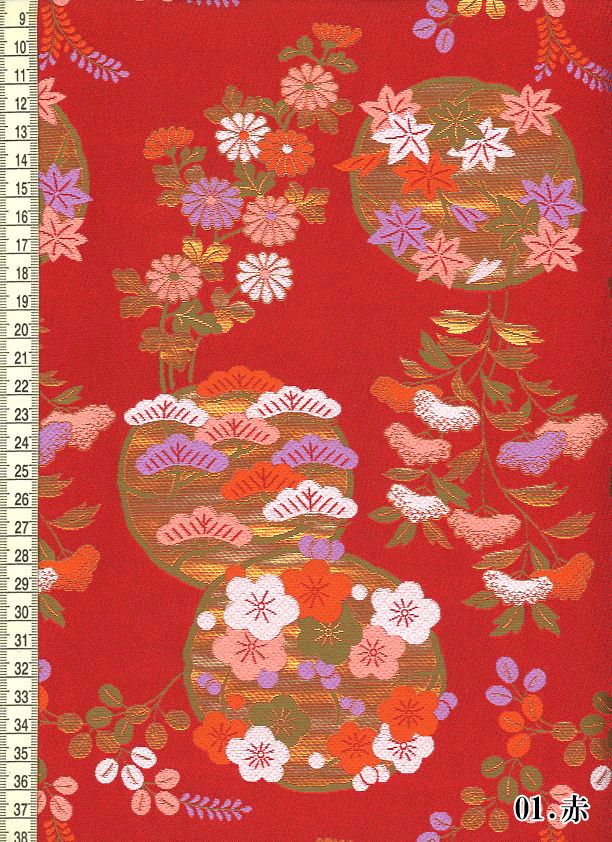 赤といぶし金の花柄ファルダ ロシオ風ファルダ | 赤地ピンク花柄