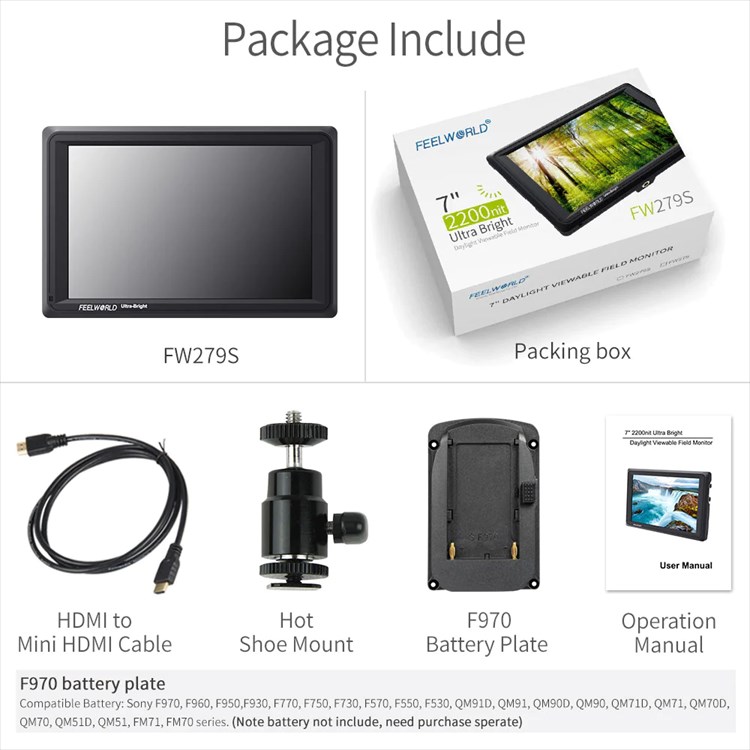 FEELWORLD FW279S | 7インチカメラ モニター 2200nit 超高輝度 4K HDMI