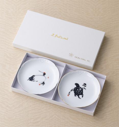東州・山羊でもない銘々皿「鶴」「亀」ペアセット | TOSHU 絵かきの店