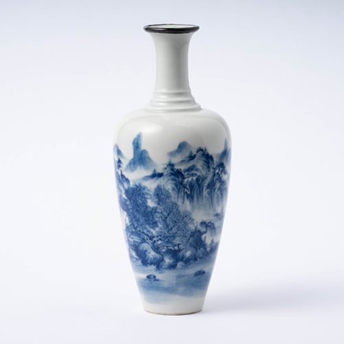 景徳鎮 青花山川紋菜箙瓶 – Blue and white porcelain | 陶磁