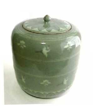 青磁象嵌水差し、東谷窯、金正黙、韓国のやきもの、梨花女子大陶芸研究所作