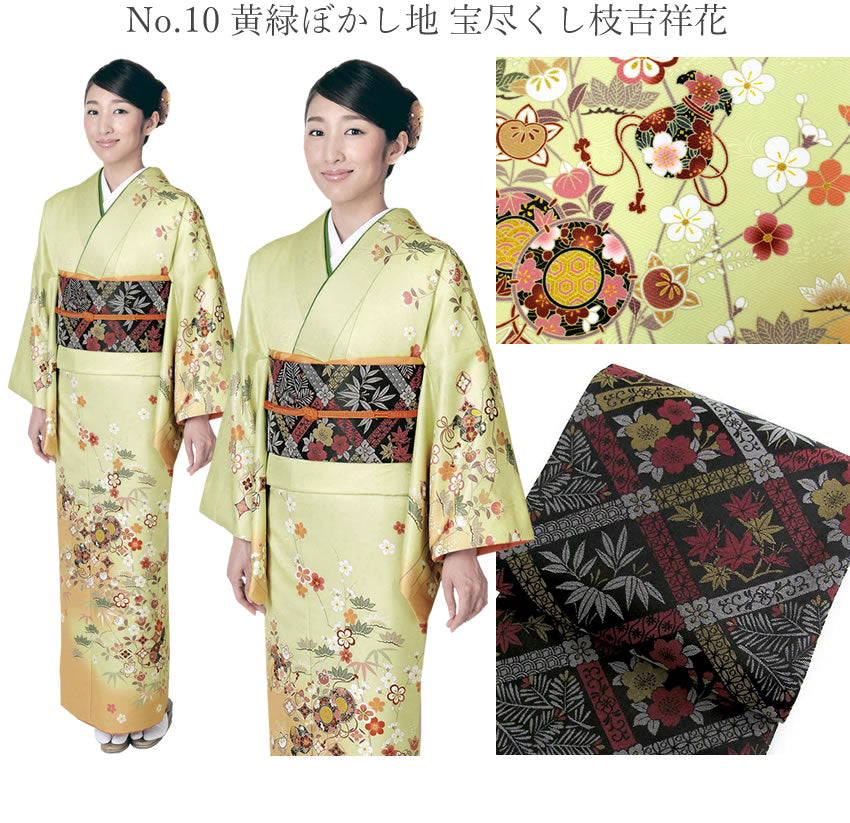 訪問着18点フルセット 10柄 洗える訪問着 袋帯 長襦袢 帯揚げ 帯締め