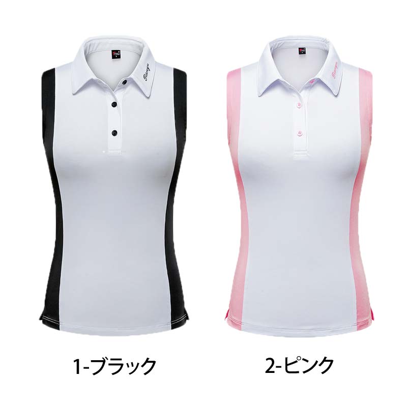 ゴルフウェア レディース ゴルフノースリーブ ポロシャツ ストレッチ