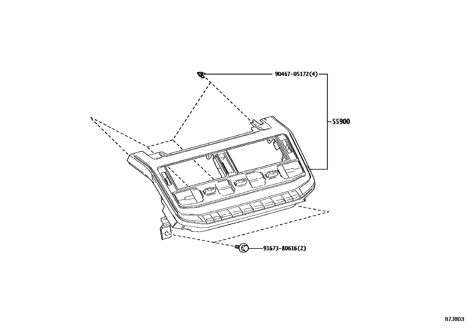 Heating & air conditioning - control & air duct for Toyota Land