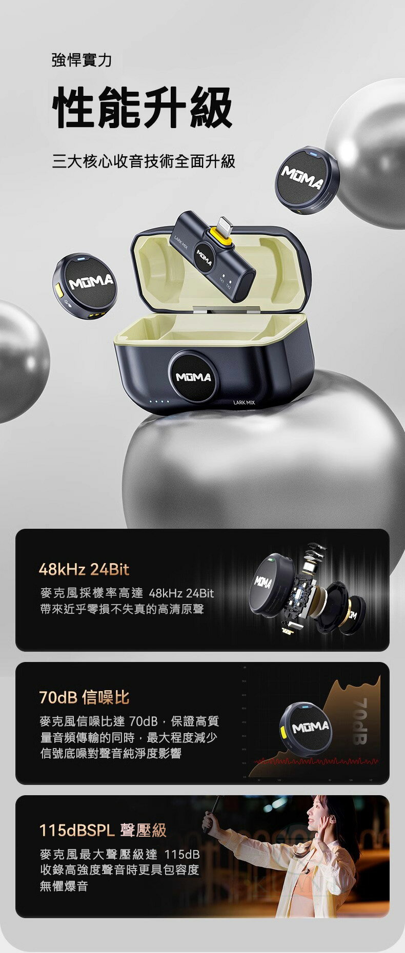 MOMA 猛瑪Lark MIX 鈕扣無線領夾式麥克風鈕扣無線領夾式麥克風收音錄音