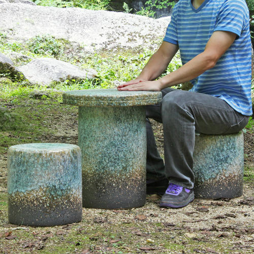 楽天市場】【ポイント10倍】信楽焼 ガーデン テーブル セット 3点(2名