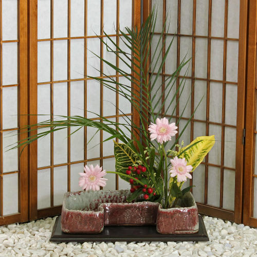 楽天市場】信楽焼 水盤 南蛮 凹 変形 12号 生け花 花器 池坊 小原流