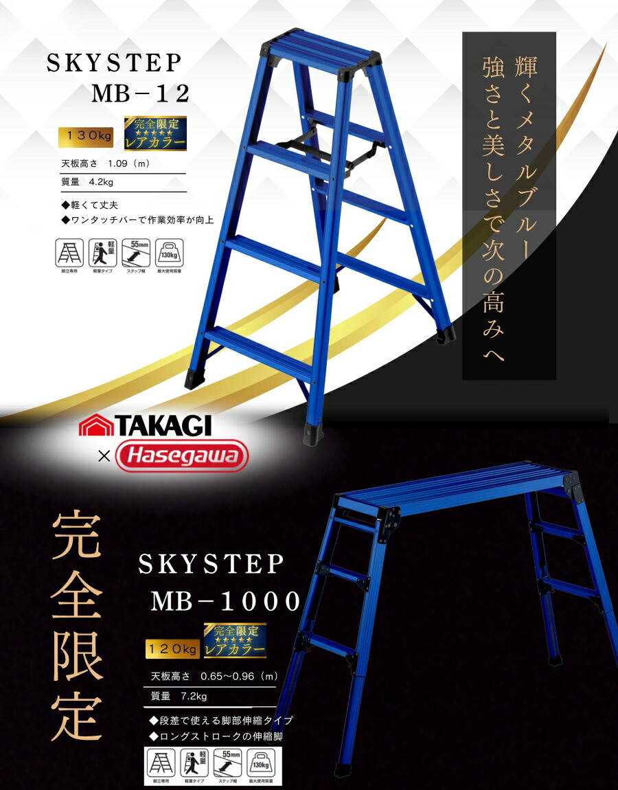 楽天市場】【在庫即納】 高儀 × 長谷川工業 限定メタルブルー 4尺脚立