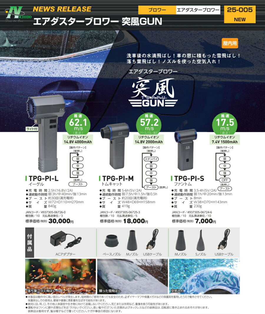 楽天市場】日動 突風GUN エアダスターブロワー ファントム TPG-PI-S