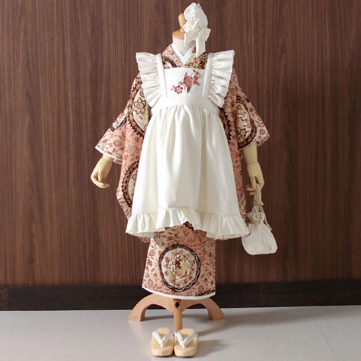 楽天市場】【レンタル】七五三 3歳 女の子 九重 着物 ブラウン