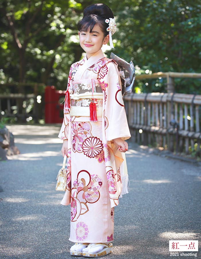 楽天市場】正絹 七五三 7歳 着物セット 女の子 橘梅 薄桃 ピンク SP33