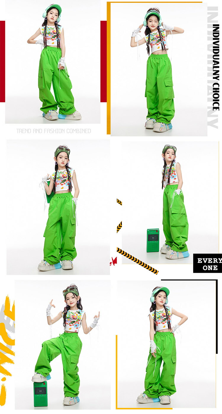 楽天市場】グリーン カーゴパンツ 緑 ダボパン キッズダンス衣装