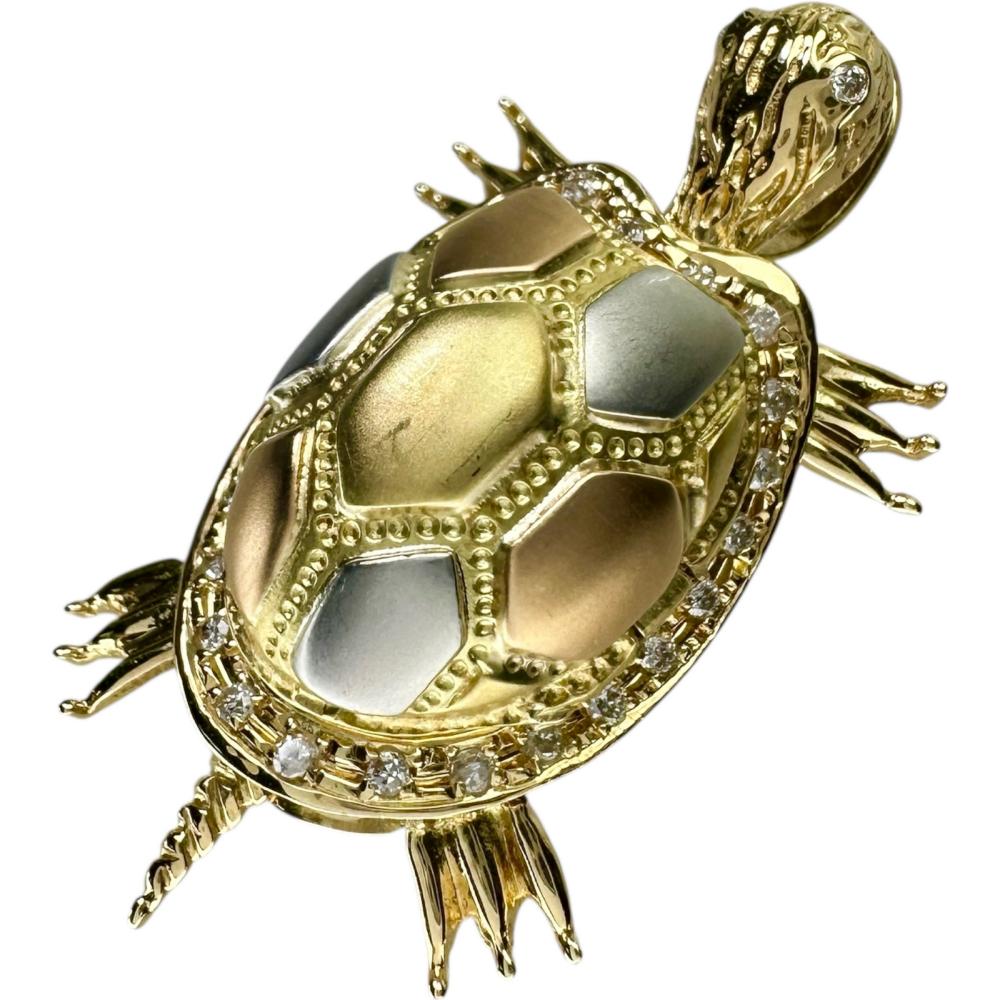 楽天市場】亀/カメ 観音様 縁起物 開閉式 ダイヤモンド 計0.18ct