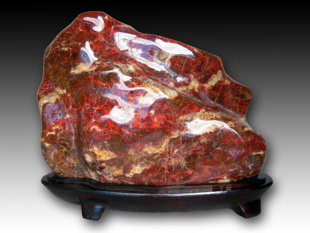 楽天市場】紅加茂石 水石 赤石 景石 磨き 鑑賞石 台付き 飾り石