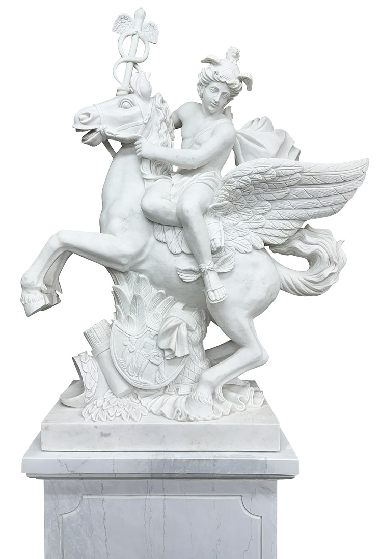 楽天市場】天然大理石彫刻 ペガサスに乗る メルクリウス H220cm 天馬