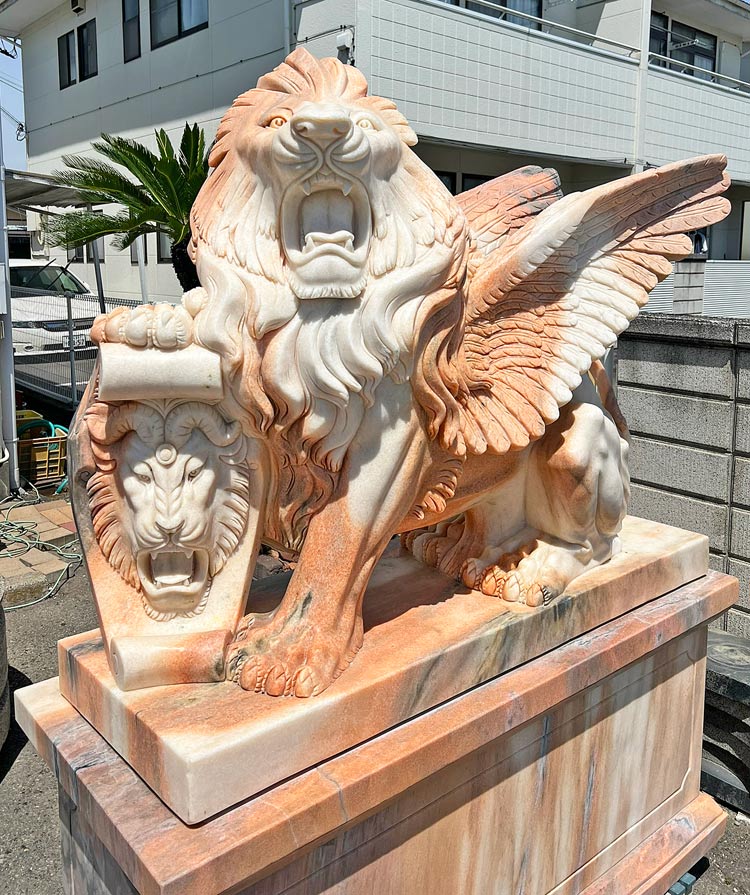 楽天市場】大型 天然大理石彫刻 翼を持つライオン 有翼の獅子 ペア