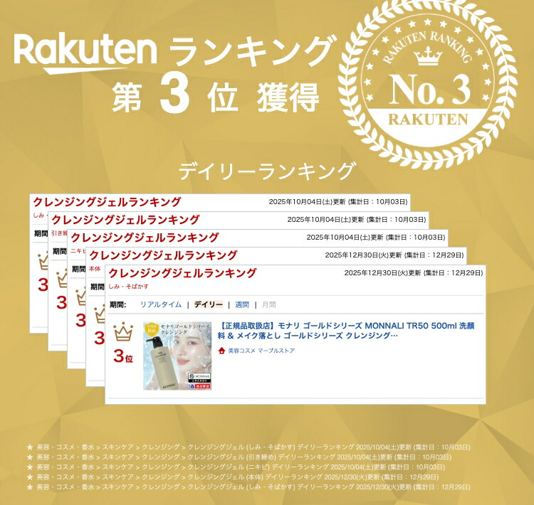 楽天市場】【正規品取扱店】モナリ ゴールドシリーズ MONNALI TR50