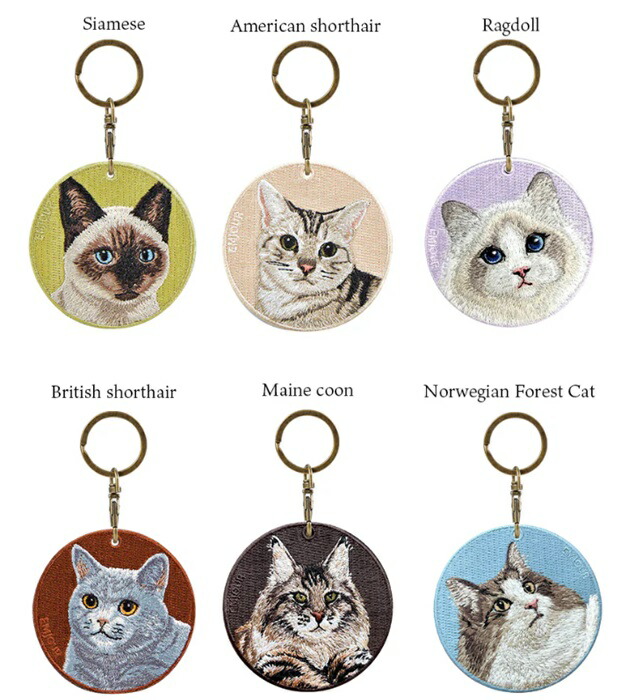 楽天市場】猫キーホルダー シルク両面刺繍 アメリカンショートヘア