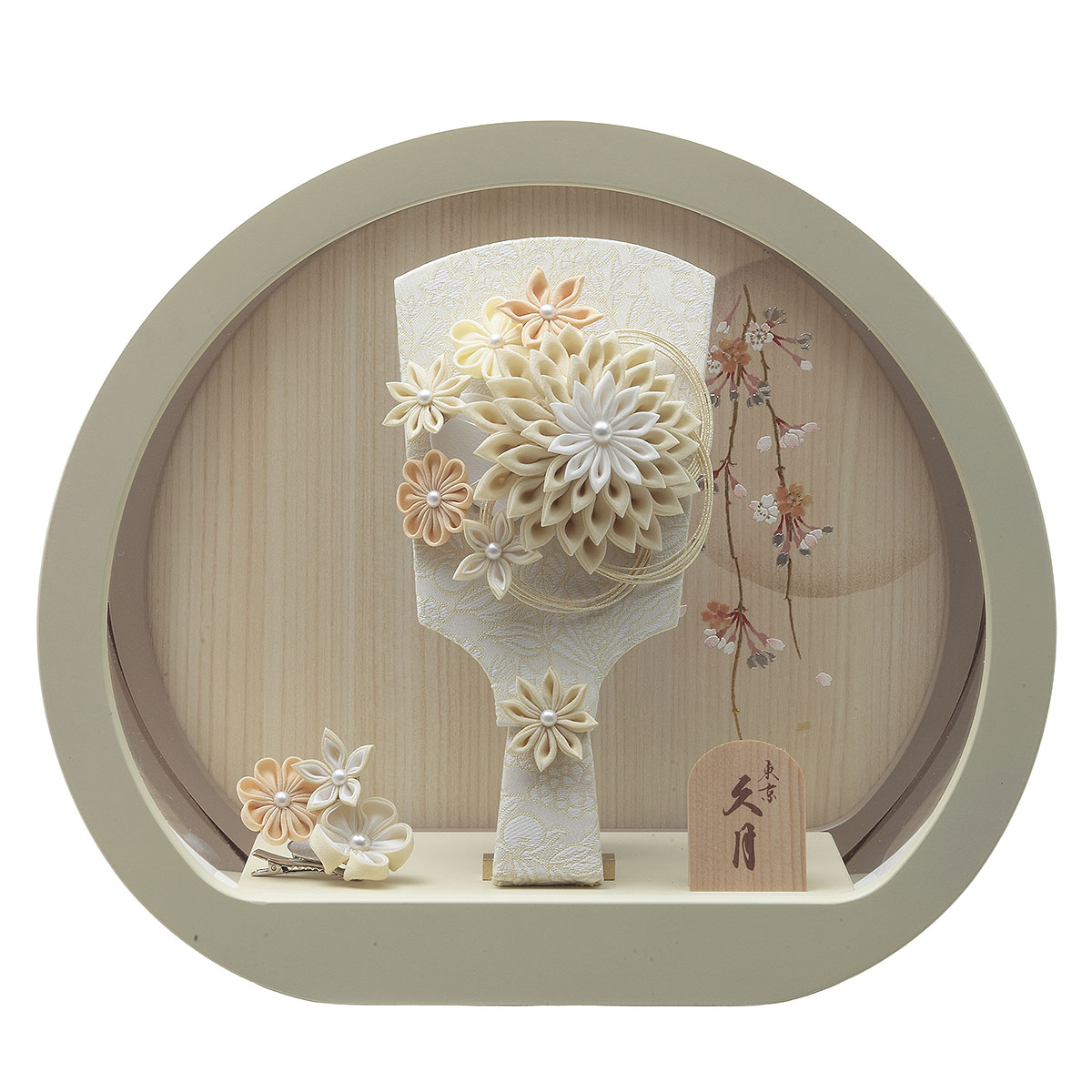 楽天市場】羽子板 初正月 久月 ミニ羽子板 7号 つまみ細工 モカ 円形