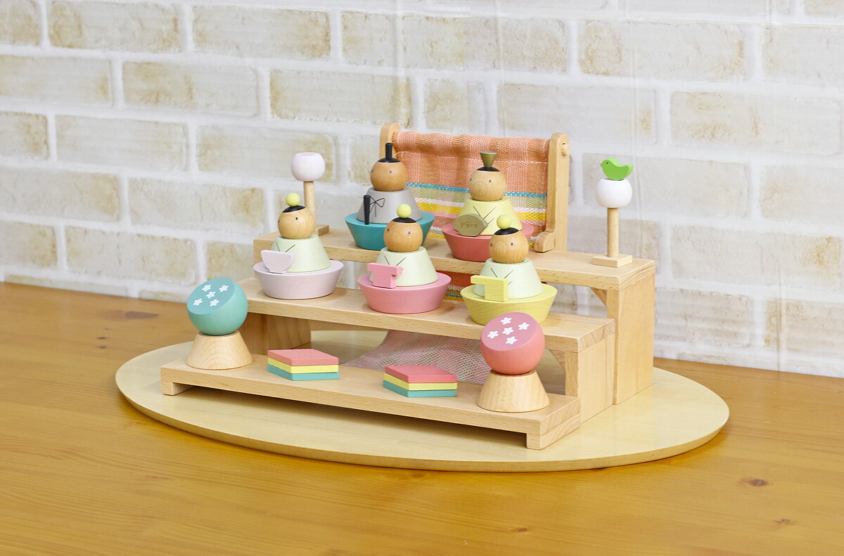 楽天市場】雛人形 コンパクト 三段飾り 木製 プーカのひなにんぎょう