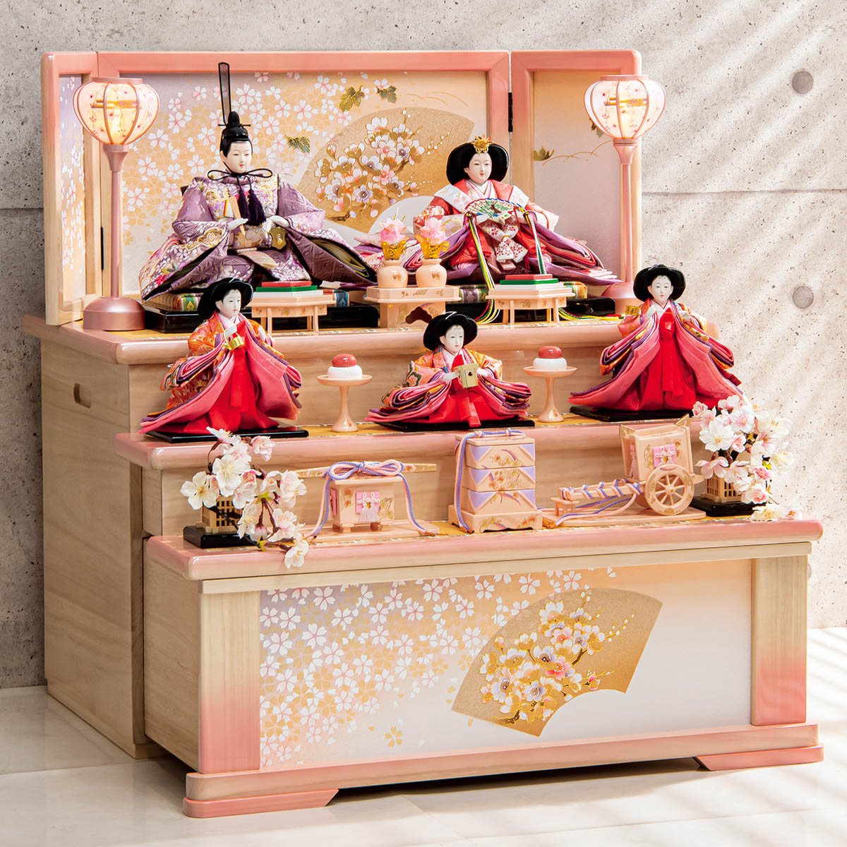 三段飾り 段板セット 茶ぼかし 御所桜 90巾 【公式通販】