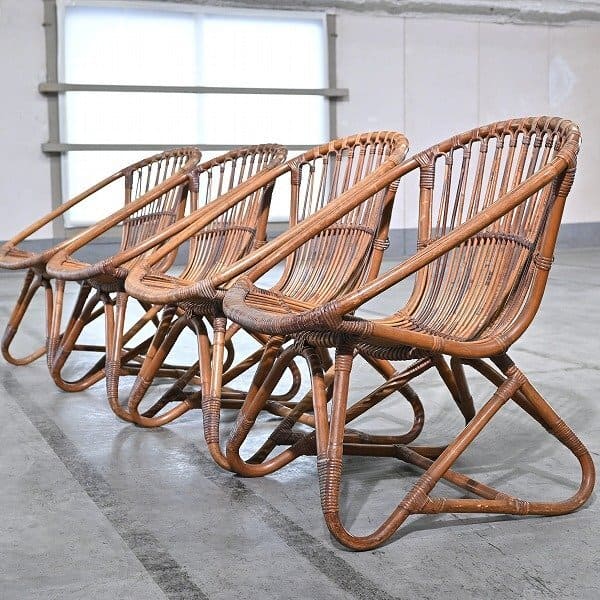 楽天市場】希少 山川ラタン 籐椅子4点セット 山川七郎 チェア スツール