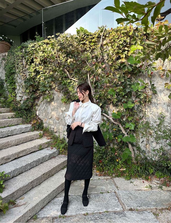 楽天市場】【セットアップ】キルティング ジャケット＋ハイウエスト