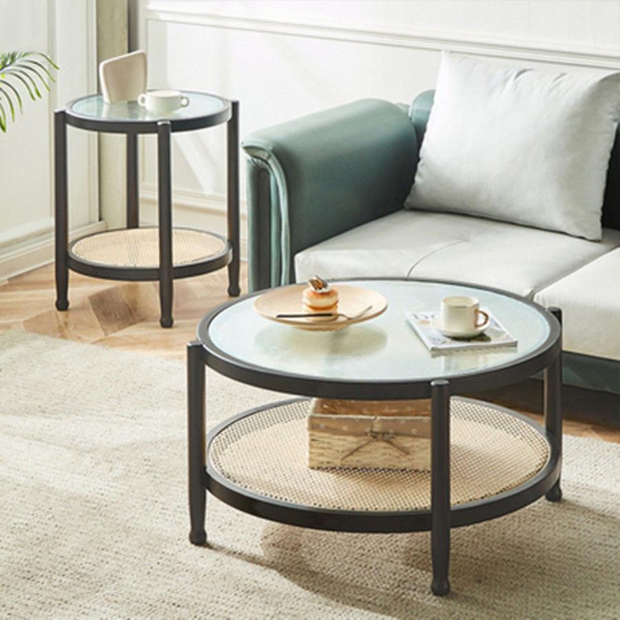 楽天市場】[小] Z-Pearl サイドテーブル 2段 テーブル 円卓 収納 棚