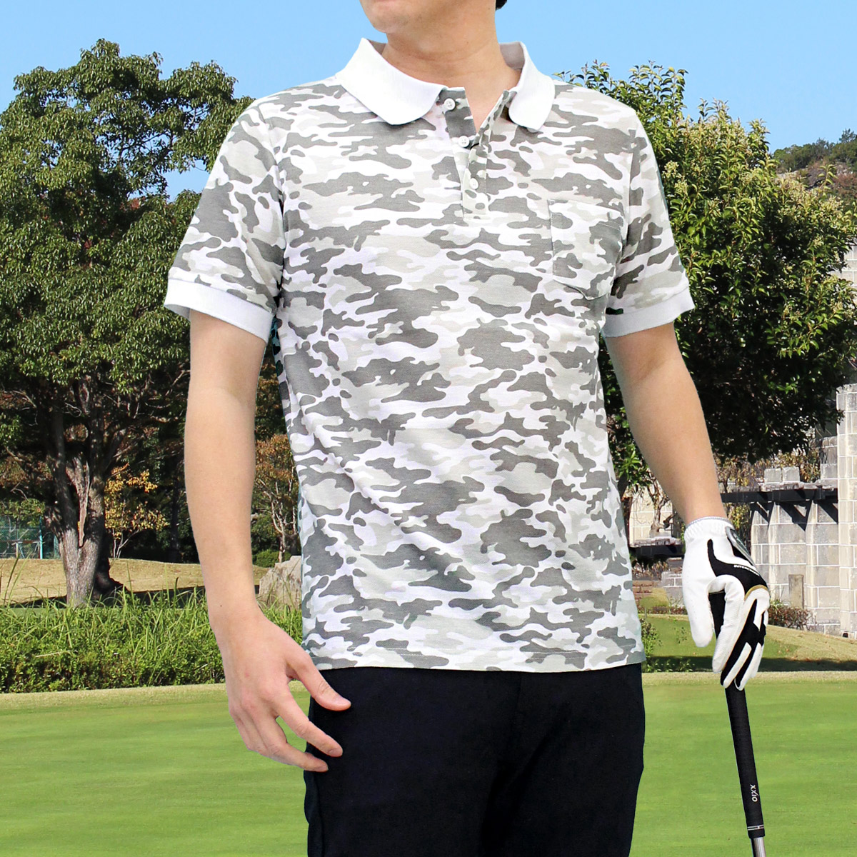 楽天市場】送料無料 ポロシャツ ゴルフ メンズ ゴルフウェア カモフラ