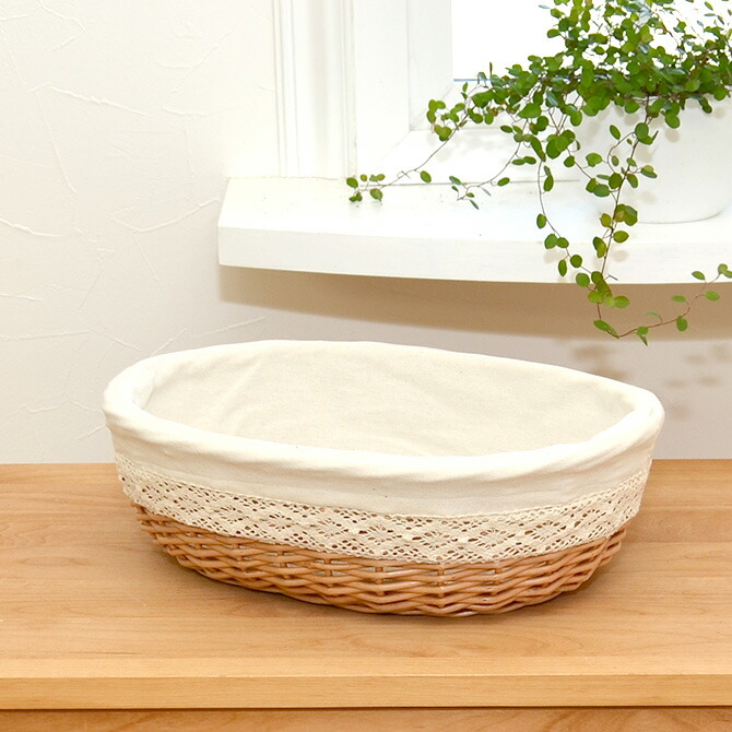 楽天市場】【外せる内布】 柳 浅型 オーバル バスケット かご