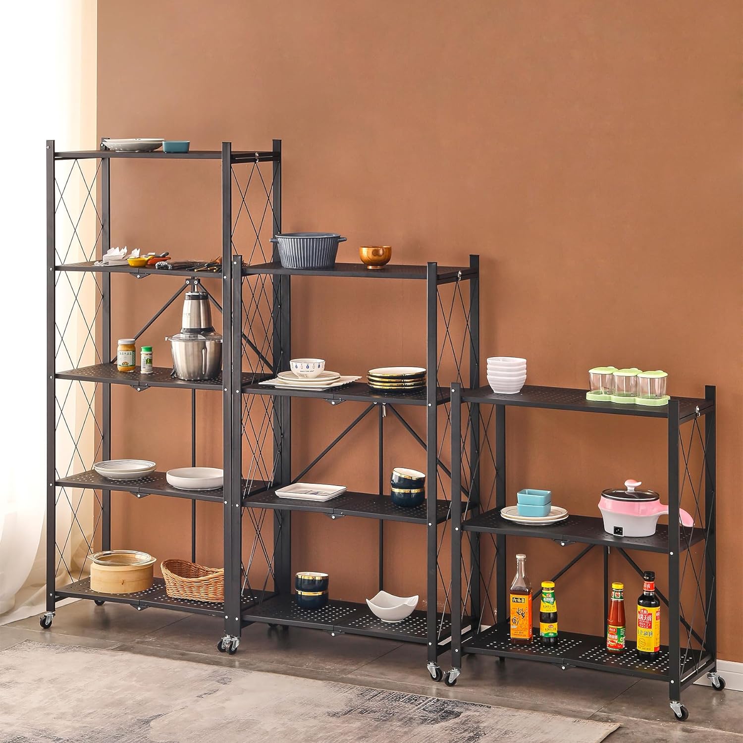 楽天市場】【期間限定15％OFF】折りたたみ式 スチールラック 3段