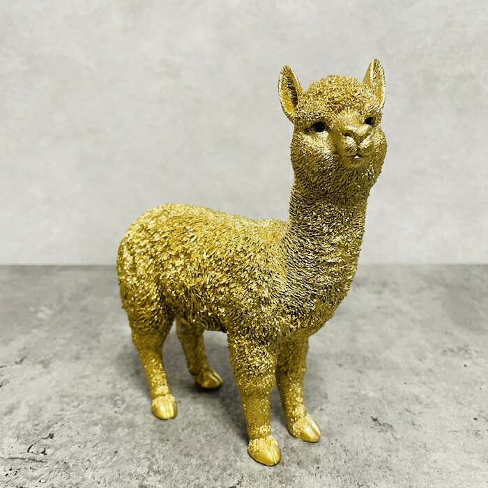 楽天市場】かわいい置物 アルパカ ゴールド 小 woobia ウービア 面白い