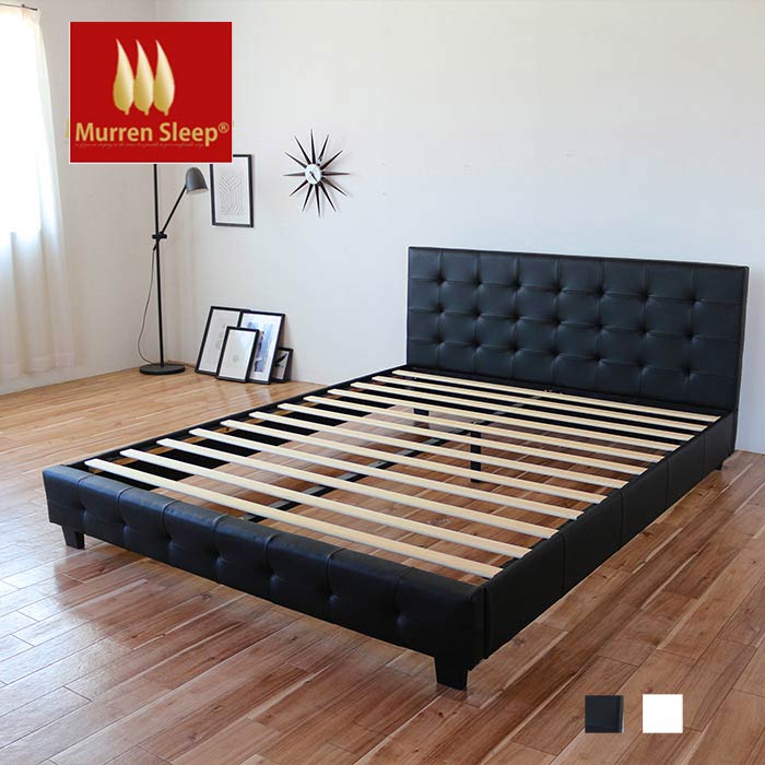 楽天市場】ベッドフレーム レザー すのこ ダブル〜クイーン モダン