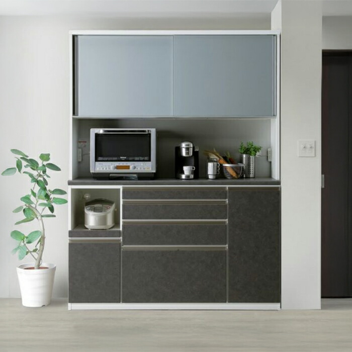 楽天市場】食器棚 収納 セラミック天板 レンジボード 幅140cm 幅160 高