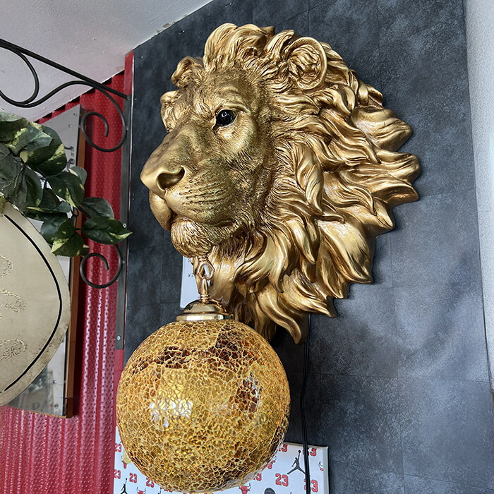 楽天市場】送料無料 ライオン 百獣の王 ウォールライト 照明 ゴールド