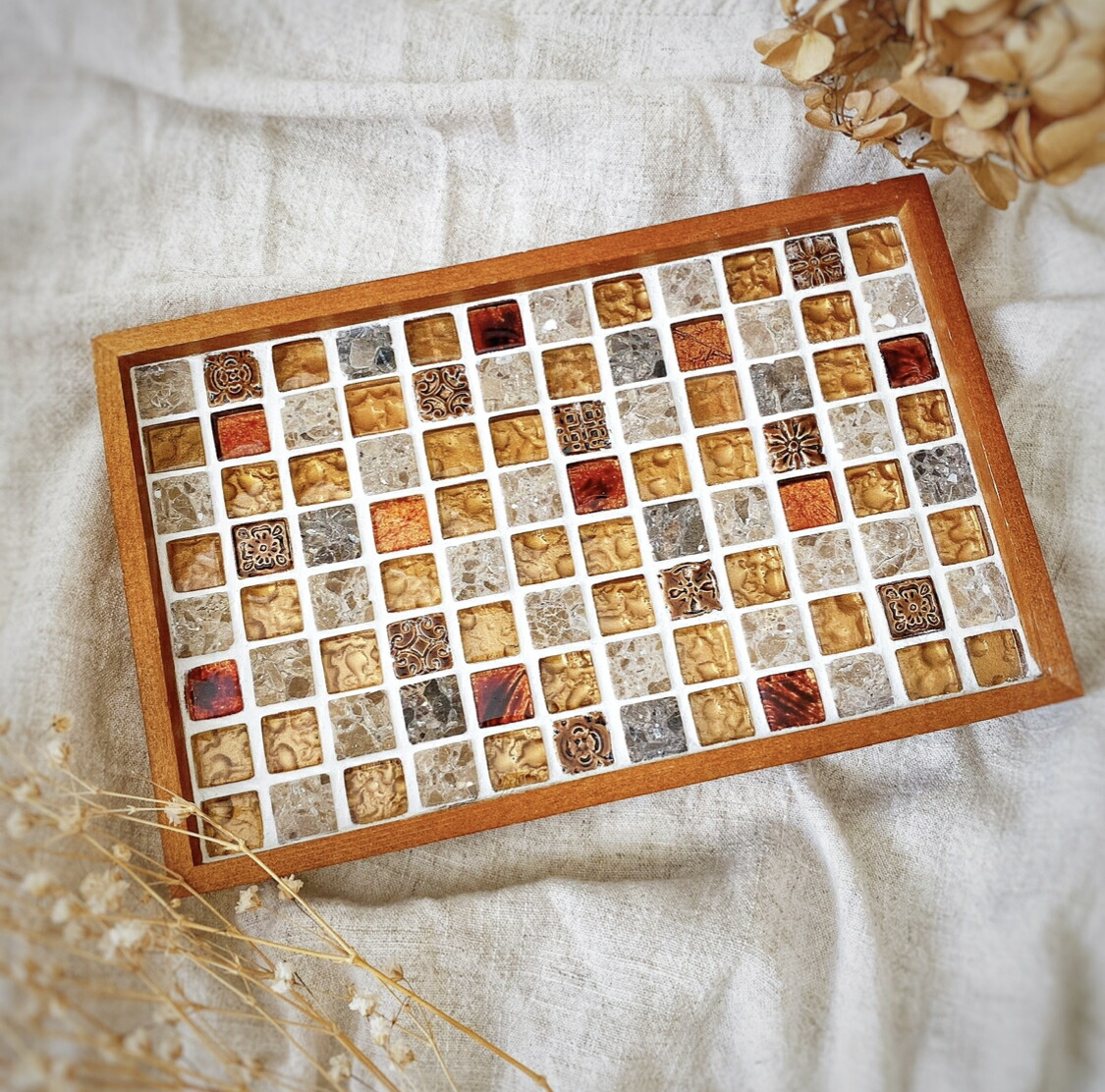 楽天市場】タイルの木製プレートカフェ タイル 木製 カフェトレイ