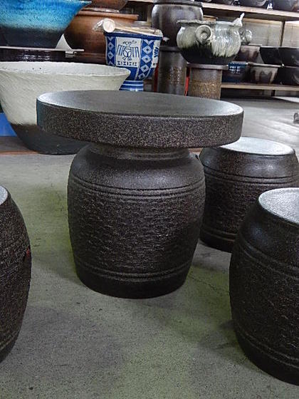 楽天市場】信楽テーブル窯肌陶器テーブルセット : 園芸百貨店何でも