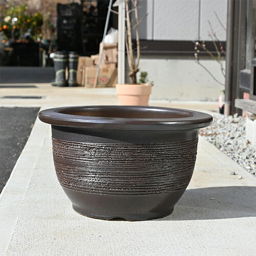 楽天市場】大型植木鉢【信楽焼植木鉢】【 信楽焼 植木鉢 】 窯肌輪型