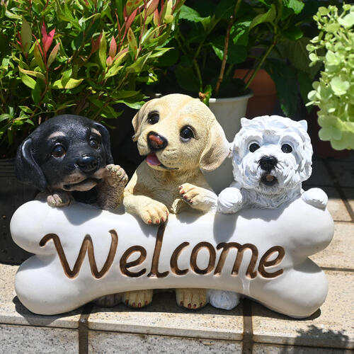 楽天市場】WELCOMEわんわん 犬イヌの置物 置物 ウェルカムボードいぬ