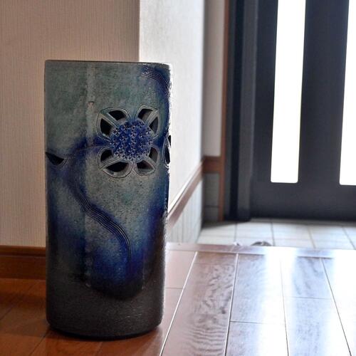 楽天市場】傘立て 紫陽花 和柄 青和風 傘たて あじさい信楽焼き 陶器