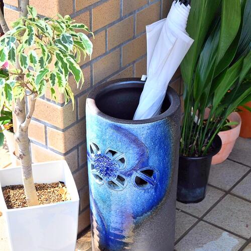 楽天市場】傘立て 紫陽花 和柄 青和風 傘たて あじさい信楽焼き 陶器