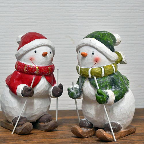楽天市場】NEWスキースノーマン 木彫り 3つセット雪だるま 可愛い置物