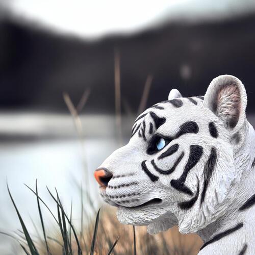 楽天市場】ホワイトタイガー 白虎 トラトラの置物 置物 リアルな置物
