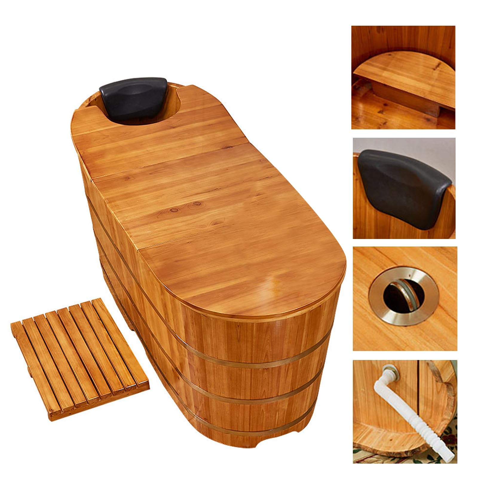 楽天市場】木製浴槽 高級実用品 木材質蓋付き浴槽 お風呂成人バケツ